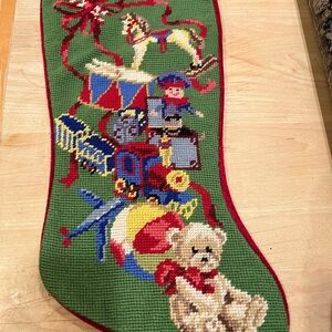 Needlepoint Christmas Stocking with Toyland Design